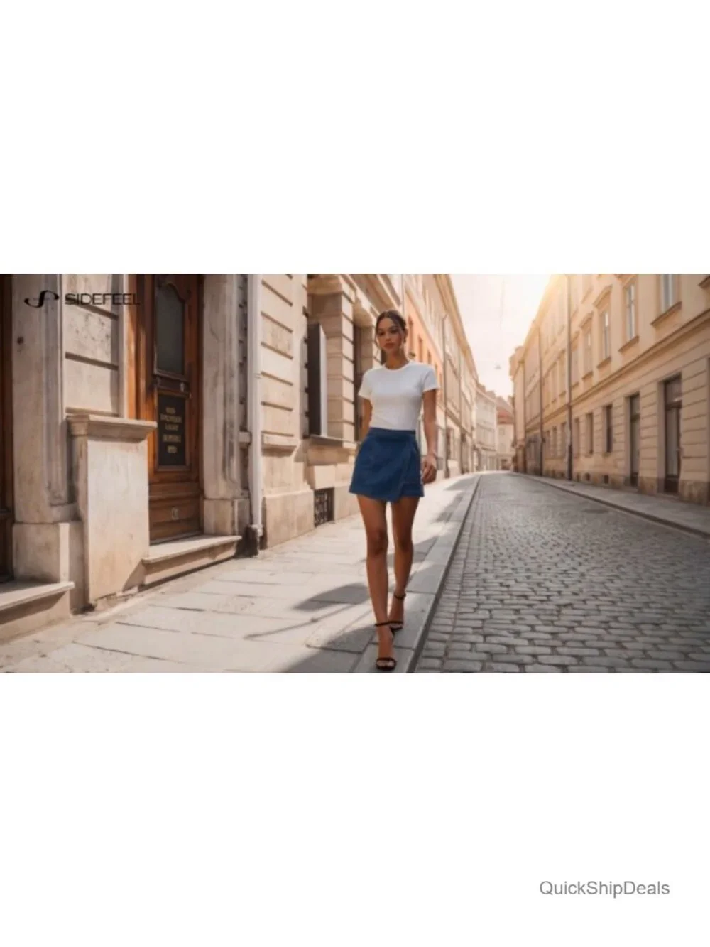 Women's High Waisted Denim Skort Mini Jean Shorts Skirt Stretchy Summer